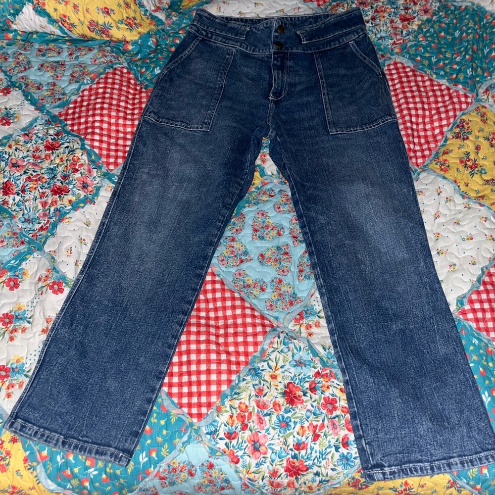 Abercrombie & Fitch Dark Blue  ultra high rise Straight Leg Jeans size 12